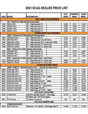 SCAG 2021 Pricing